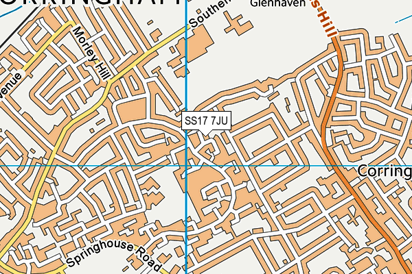 SS17 7JU map - OS VectorMap District (Ordnance Survey)