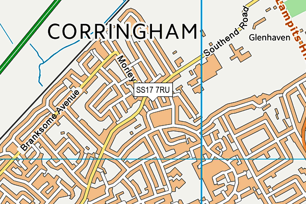 SS17 7RU map - OS VectorMap District (Ordnance Survey)