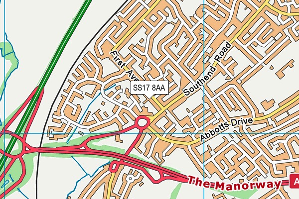 SS17 8AA map - OS VectorMap District (Ordnance Survey)
