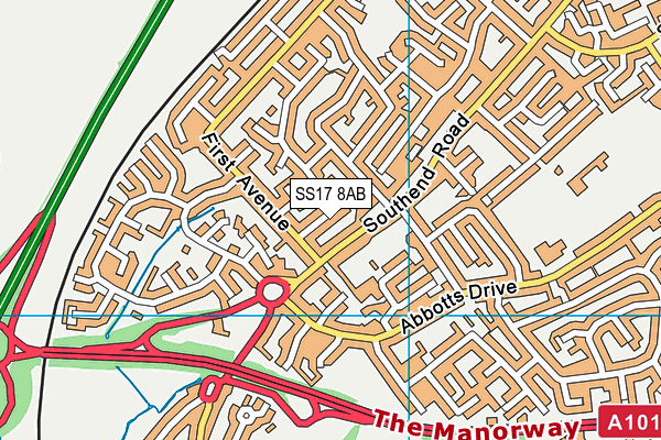 SS17 8AB map - OS VectorMap District (Ordnance Survey)