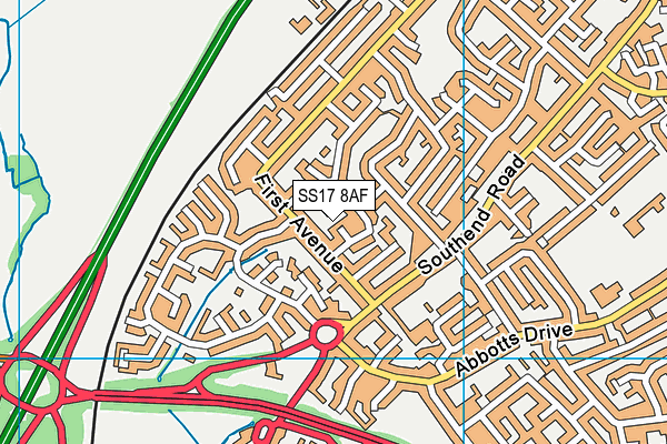 SS17 8AF map - OS VectorMap District (Ordnance Survey)