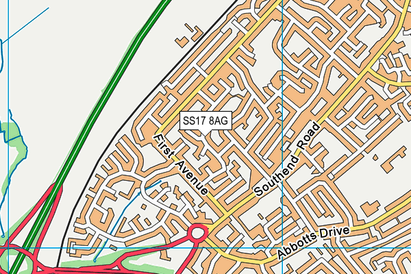 SS17 8AG map - OS VectorMap District (Ordnance Survey)