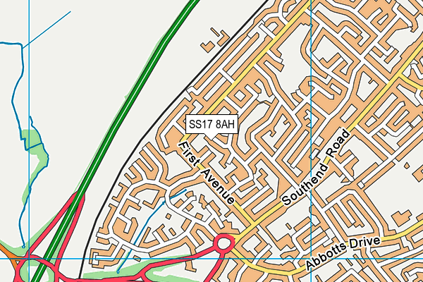 SS17 8AH map - OS VectorMap District (Ordnance Survey)