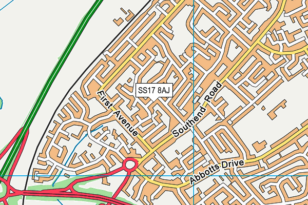 SS17 8AJ map - OS VectorMap District (Ordnance Survey)