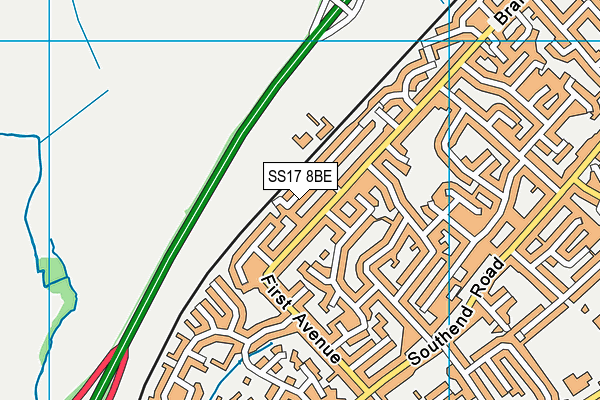 SS17 8BE map - OS VectorMap District (Ordnance Survey)
