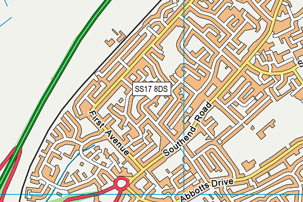 SS17 8DS map - OS VectorMap District (Ordnance Survey)