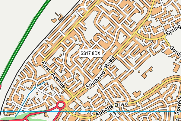 SS17 8DX map - OS VectorMap District (Ordnance Survey)