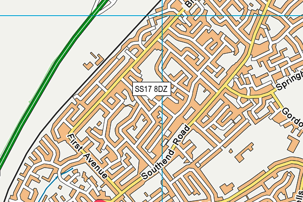 SS17 8DZ map - OS VectorMap District (Ordnance Survey)