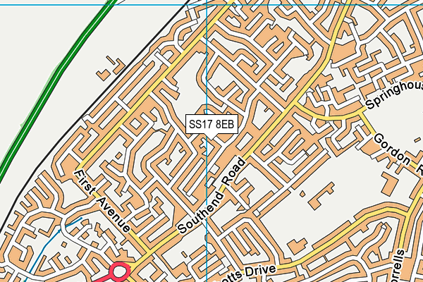 SS17 8EB map - OS VectorMap District (Ordnance Survey)