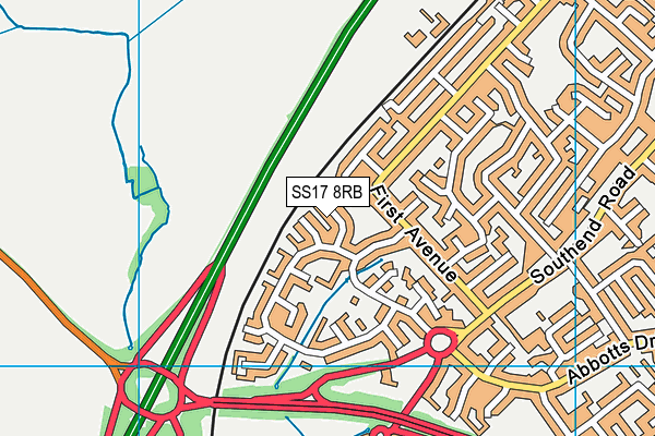 SS17 8RB map - OS VectorMap District (Ordnance Survey)