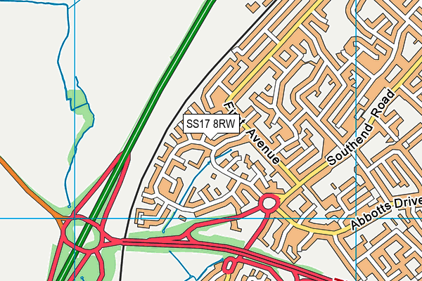 SS17 8RW map - OS VectorMap District (Ordnance Survey)