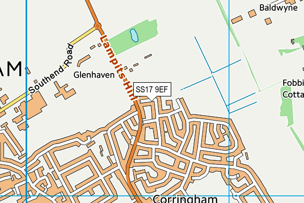 SS17 9EF map - OS VectorMap District (Ordnance Survey)