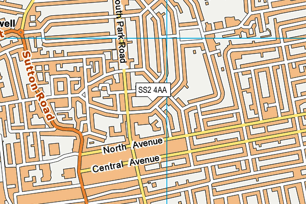 SS2 4AA map - OS VectorMap District (Ordnance Survey)