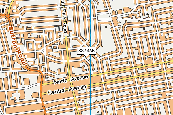 SS2 4AB map - OS VectorMap District (Ordnance Survey)