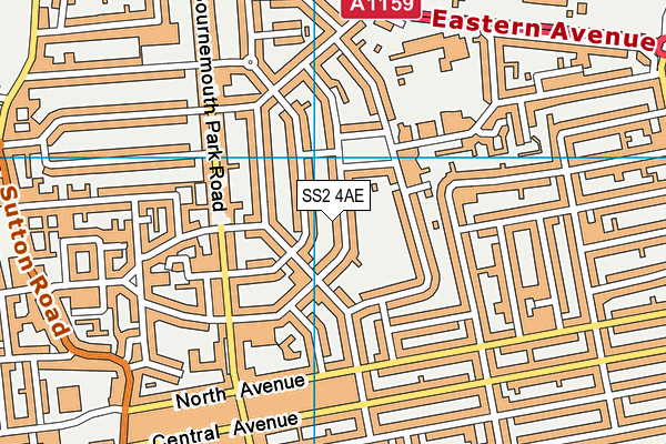 SS2 4AE map - OS VectorMap District (Ordnance Survey)