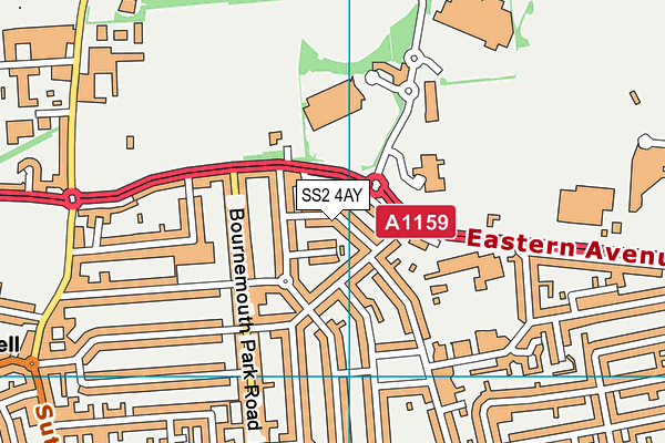 SS2 4AY map - OS VectorMap District (Ordnance Survey)