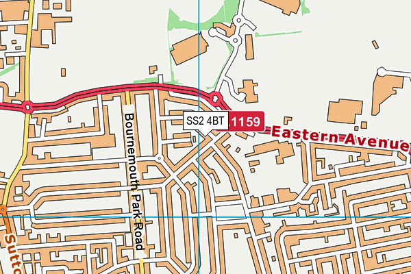 SS2 4BT map - OS VectorMap District (Ordnance Survey)