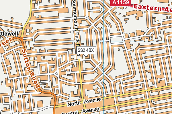 SS2 4BX map - OS VectorMap District (Ordnance Survey)