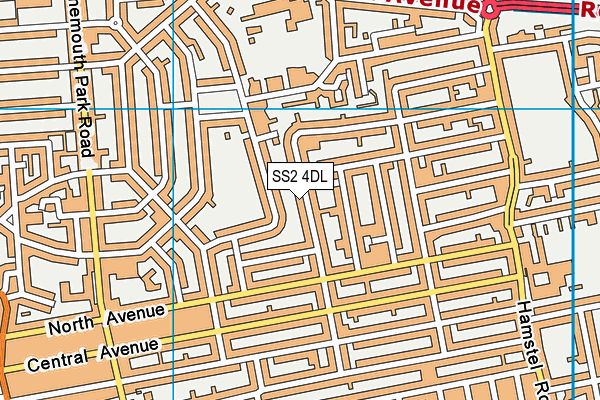 SS2 4DL map - OS VectorMap District (Ordnance Survey)