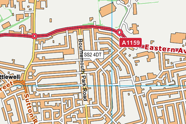 SS2 4DT map - OS VectorMap District (Ordnance Survey)