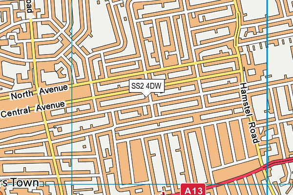 SS2 4DW map - OS VectorMap District (Ordnance Survey)