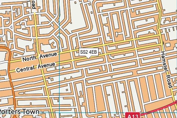 SS2 4EB map - OS VectorMap District (Ordnance Survey)