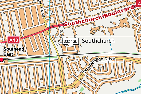 SS2 4GL map - OS VectorMap District (Ordnance Survey)