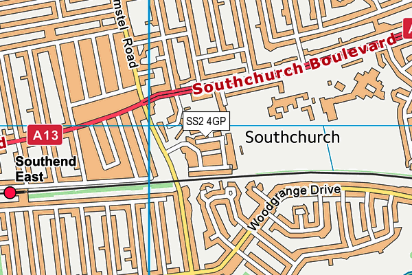 SS2 4GP map - OS VectorMap District (Ordnance Survey)