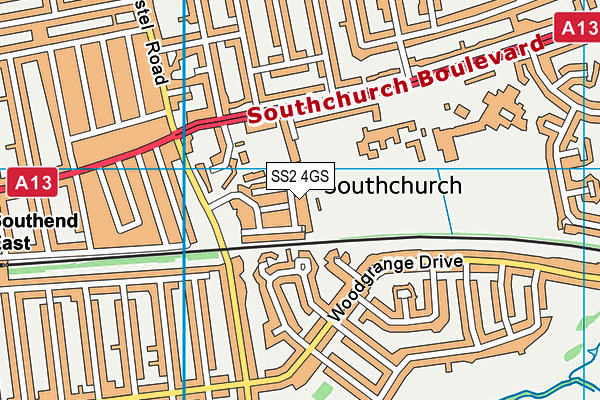 SS2 4GS map - OS VectorMap District (Ordnance Survey)