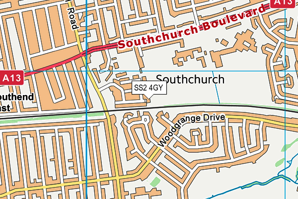 SS2 4GY map - OS VectorMap District (Ordnance Survey)