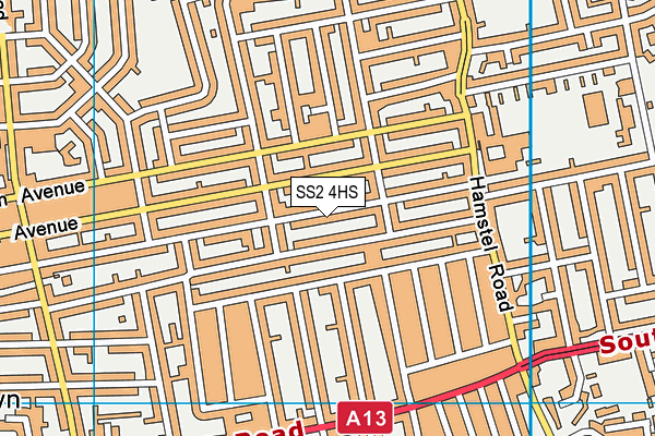 SS2 4HS map - OS VectorMap District (Ordnance Survey)