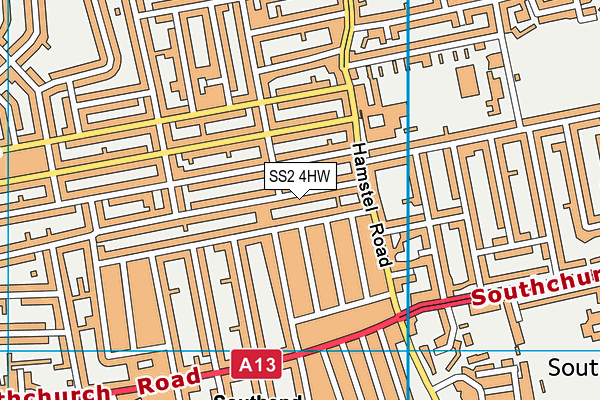 SS2 4HW map - OS VectorMap District (Ordnance Survey)