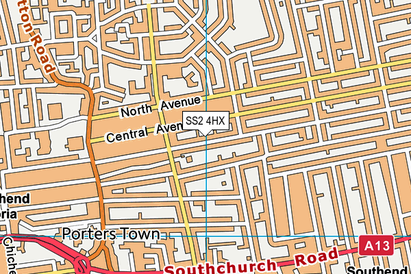 SS2 4HX map - OS VectorMap District (Ordnance Survey)