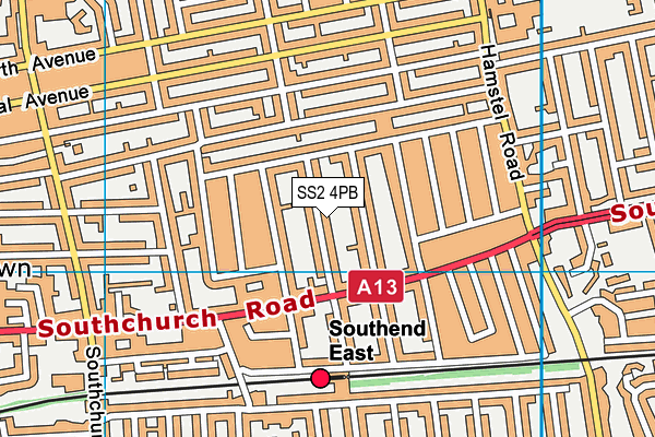 SS2 4PB map - OS VectorMap District (Ordnance Survey)