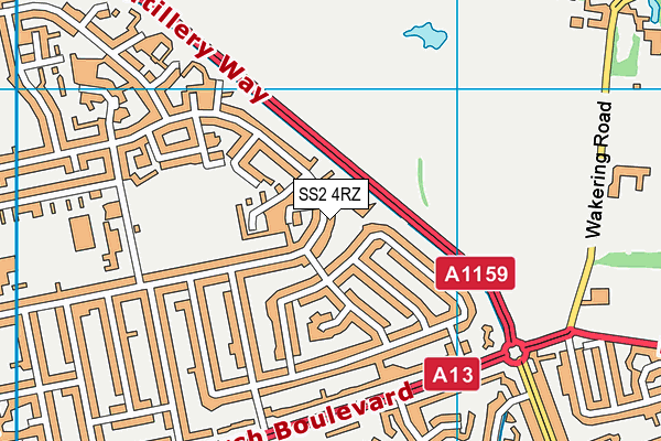 SS2 4RZ map - OS VectorMap District (Ordnance Survey)