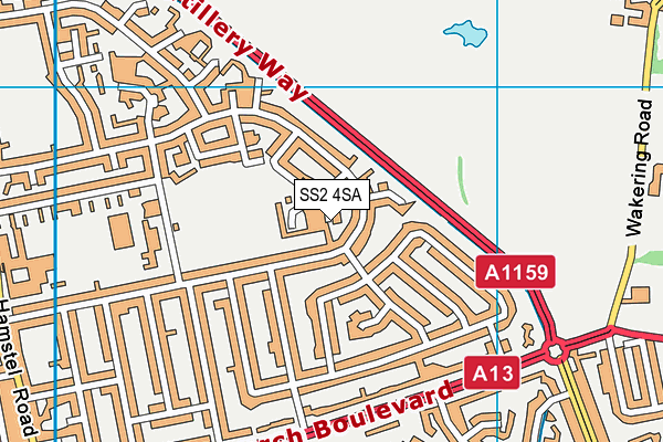 SS2 4SA map - OS VectorMap District (Ordnance Survey)