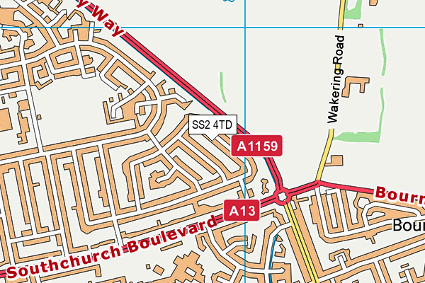 SS2 4TD map - OS VectorMap District (Ordnance Survey)