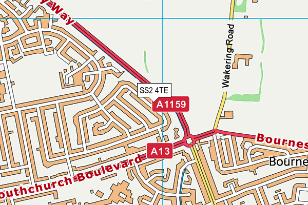 SS2 4TE map - OS VectorMap District (Ordnance Survey)