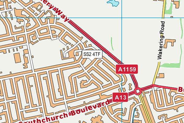 SS2 4TF map - OS VectorMap District (Ordnance Survey)