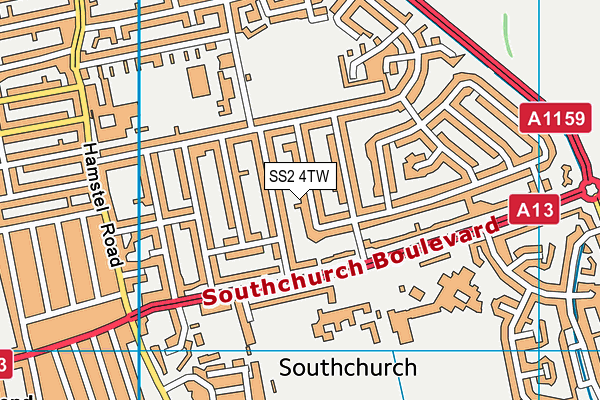 SS2 4TW map - OS VectorMap District (Ordnance Survey)