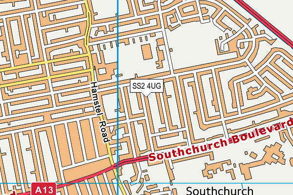 SS2 4UG map - OS VectorMap District (Ordnance Survey)