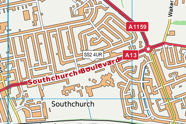 SS2 4UR map - OS VectorMap District (Ordnance Survey)