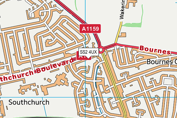 SS2 4UX map - OS VectorMap District (Ordnance Survey)