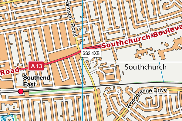 SS2 4XB map - OS VectorMap District (Ordnance Survey)