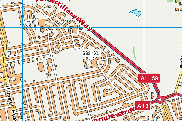 SS2 4XL map - OS VectorMap District (Ordnance Survey)