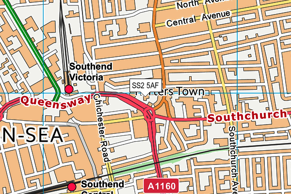 SS2 5AF map - OS VectorMap District (Ordnance Survey)