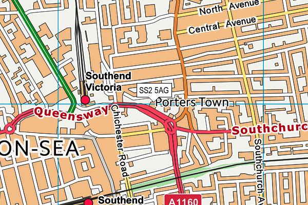 SS2 5AG map - OS VectorMap District (Ordnance Survey)