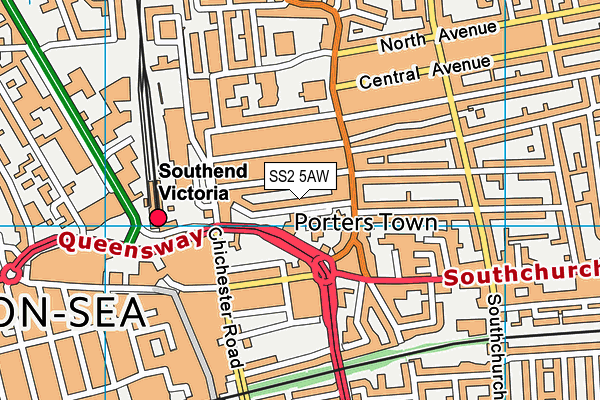 SS2 5AW map - OS VectorMap District (Ordnance Survey)