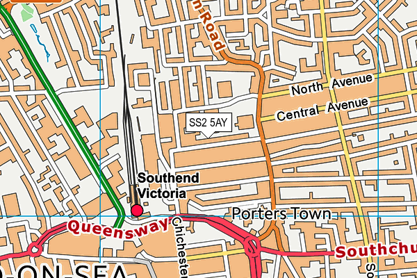SS2 5AY map - OS VectorMap District (Ordnance Survey)
