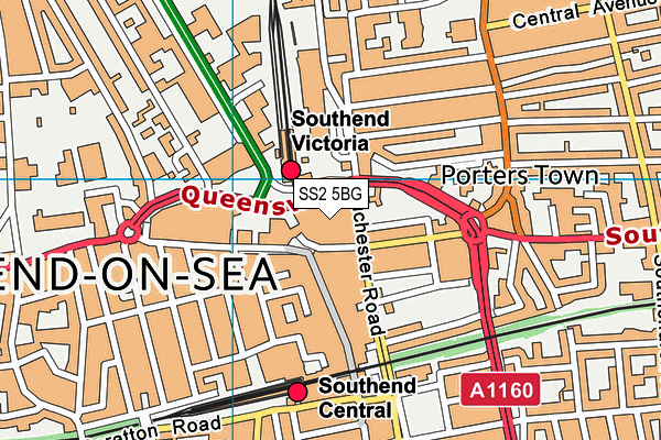 SS2 5BG map - OS VectorMap District (Ordnance Survey)